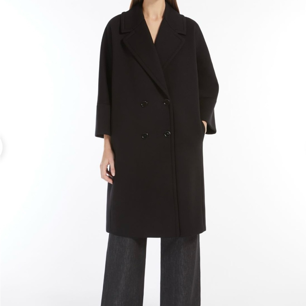 Max Mara Double-breasted jersey coat in navy - with box - Picture 9 of 13